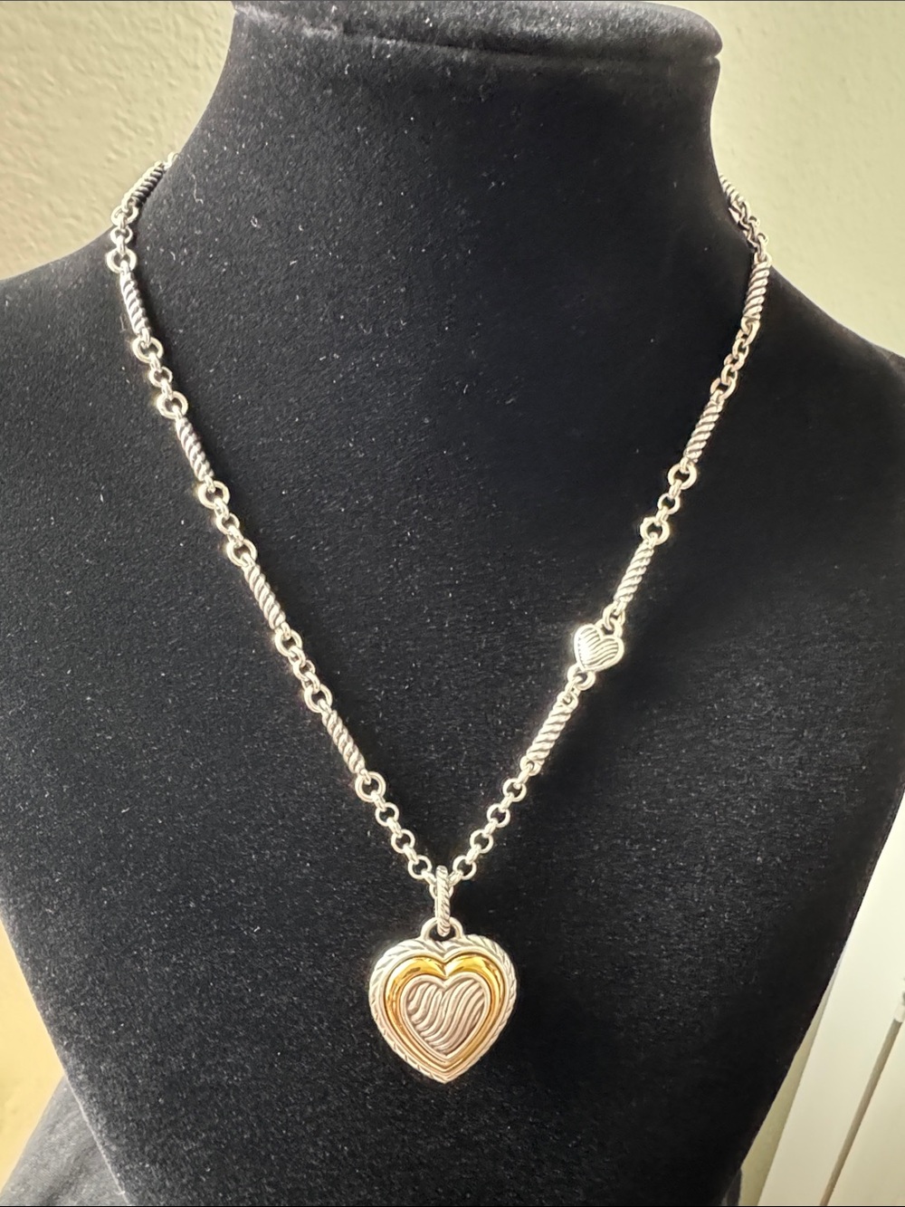 Brighton Silver Heart Reversable Necklace with Red Crystal - Picture 2 of 3